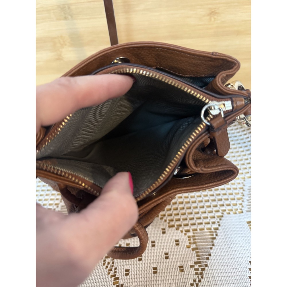 Cole Haan Crossbody Bag Women's Brown Pebble Leather Drawstring Bucket Bag - Picture 9 of 15